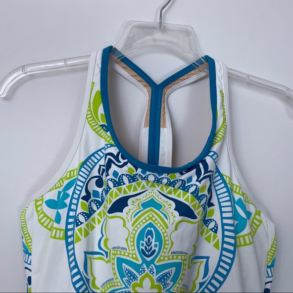 Athleta Truckee Tri Ready to Run Tankini Top White Paisley Women's Size S - Picture 4 of 9